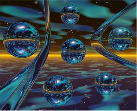 Diamond painting of a swirling abstract pattern in shades of blue and purple.