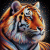 Diamond painting of a powerful tiger with orange and black stripes