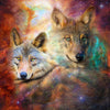 Diamond painting of two tribal wolves