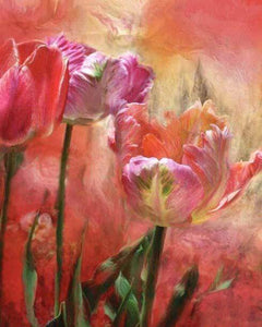 diamond painting of colorful tulips