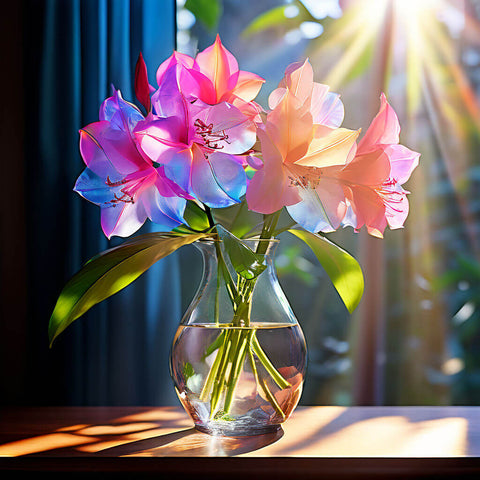 Image of Diamond painting of Vibrant flowers in a vase