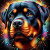 diamond painting of a Vibrant portrait of a Rottweiler