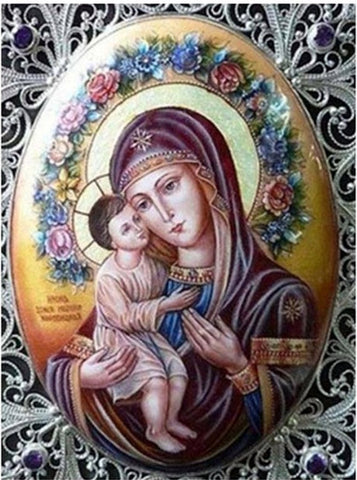 Image of diamond painting of the Virgin Mary icon