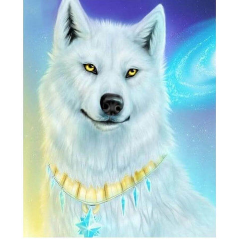 Image of Diamond painting of a majestic white wolf