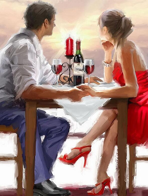 romantic diamond painting candle light scene