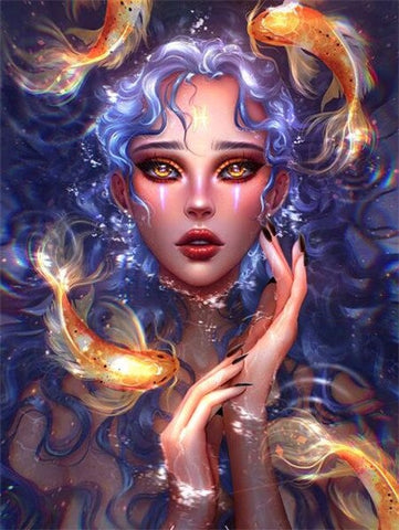 Image of DIY Diamond Painting of the Pisces Zodiac Deity