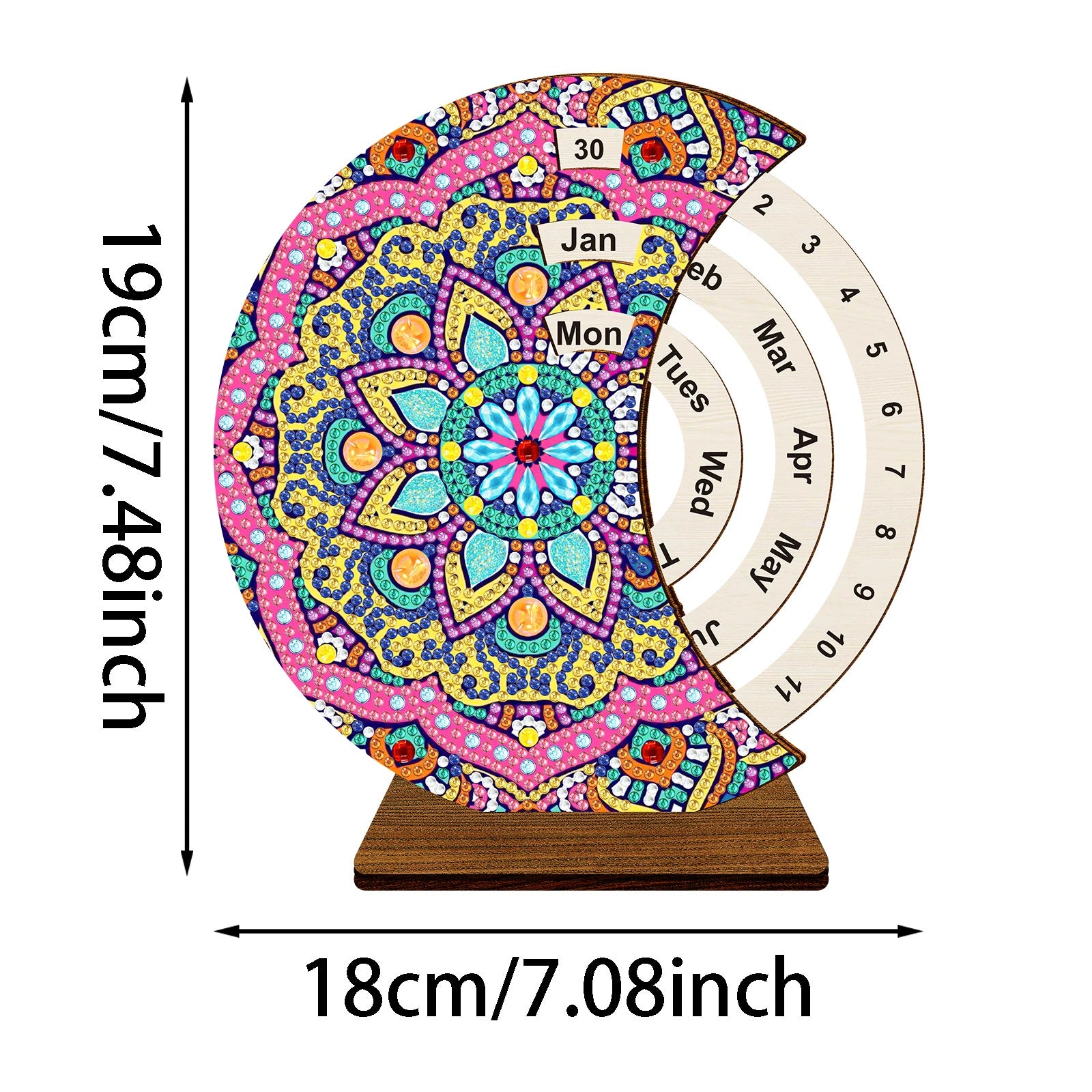Rotating diamond painting calendar with mandala design