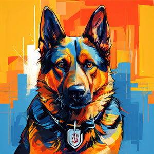 Pop art diamond painting of a dog. 