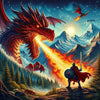 dragon knight battle diamond painting fantasy art