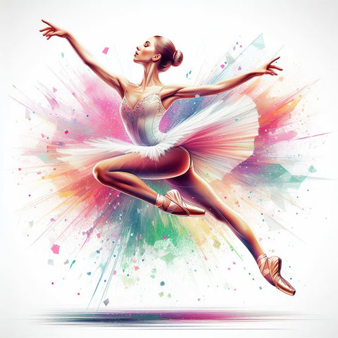 Image of Diamond painting depicting a ballerina en pointe, lost in the beauty of dance.