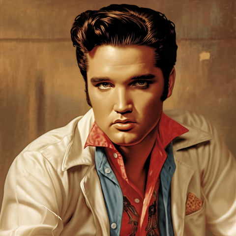 Image of Diamond painting close-up portrait of Elvis Presley.