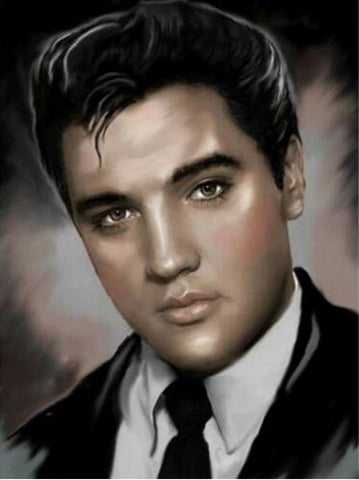 Image of Diamond painting portrait of Elvis Presley, the King of Rock and Roll.