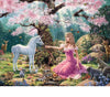 Diamond painting of a Princess and unicorn in a magical forest