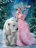 Diamond painting featuring a fairy and a polar bear.