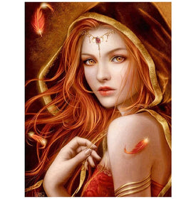 Diamond painting of a beautiful fantasy princess in a magical setting