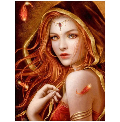 Image of Diamond painting of a beautiful fantasy princess in a magical setting