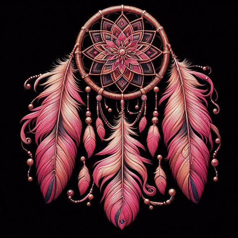 Image of Diamond painting of feathered dreamcatcher