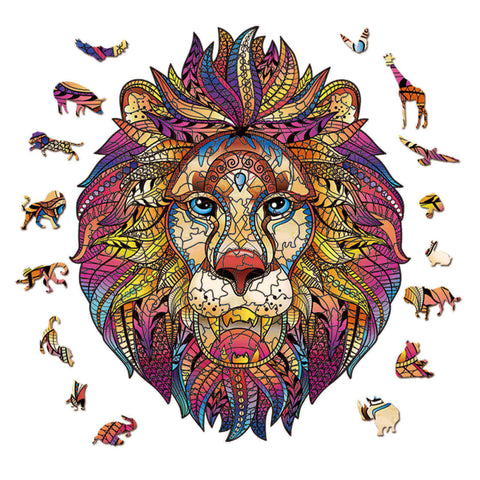 Image of Fierce Lion Wooden Jigsaw Puzzle 