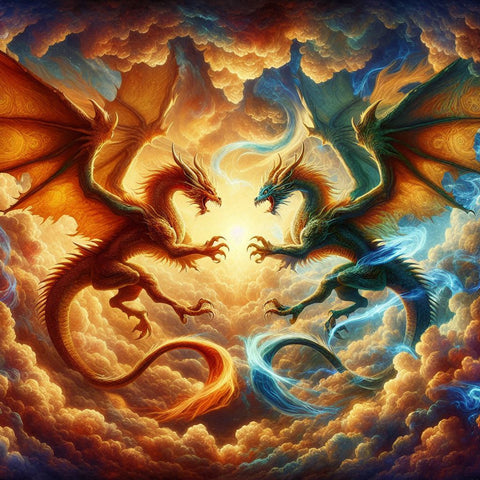 Image of Diamond Painting of Two Dragons Fighting in the Sky