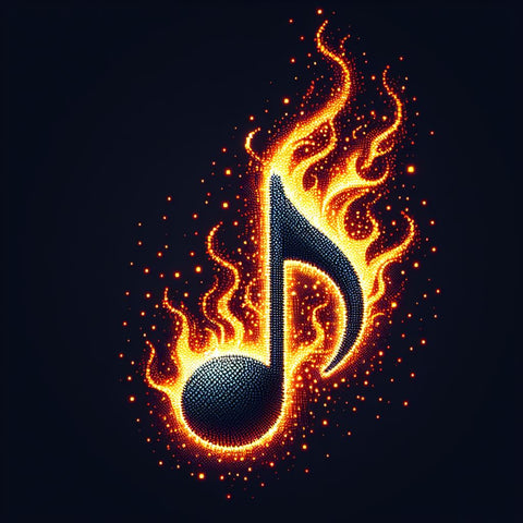 Image of Diamond Painting of a Flaming Musical Note