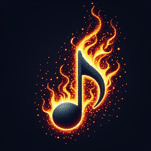 Diamond Painting of a Flaming Musical Note