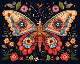 Diamond Painting of Floral Butterfly
