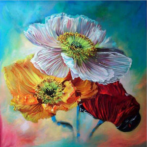 Diamond painting of a colorful bouquet of flowers 