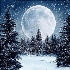 Image of Diamond Painting of a Full Moon Over a Snowy Forest