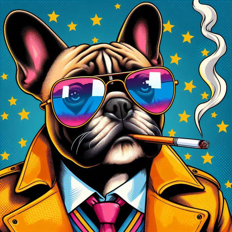 Image of Diamond painting of a Funny dog wearing sunglasses