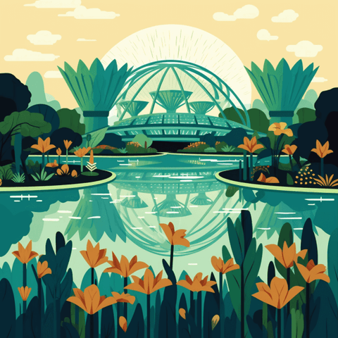 Image of Diamond painting of the Gardens by the Bay in Singapore.