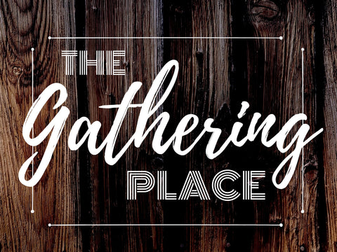 Image of A diamond painting of a sign that says "The Gathering Place."