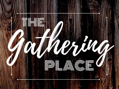 A diamond painting of a sign that says "The Gathering Place."