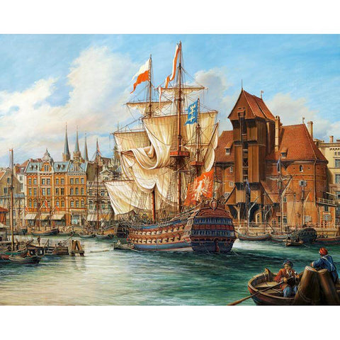 Image of Diamond Painting of a Historical Ship in the Port of Gdansk