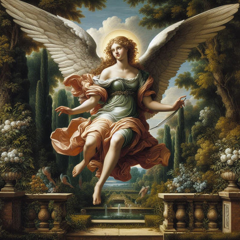 Image of Diamond painting of a glowing angel. 