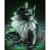 Diamond painting of a cat with glowing fur.