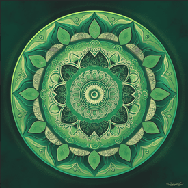 Diamond painting of a green mandala