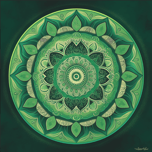 Diamond painting of a green mandala