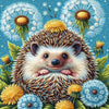 Adorable hedgehog transformed into a dandelion in this magical diamond painting.