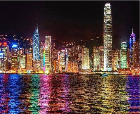 Image of Diamond Painting of the Hong Kong Skyline at Night