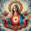 Diamond art depicting the Immaculate Heart of Mary, a symbol of purity and divine love.
