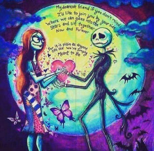 Diamond Painting of Jack Skellington and Sally from The Nightmare Before Christmas