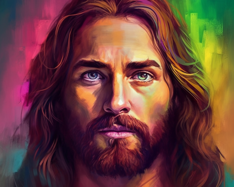 Image of Diamond Painting of Jesus Christ with a Colorful Background