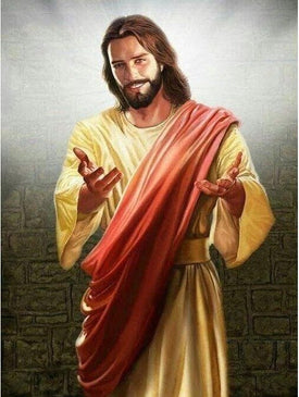 Sacred diamond painting depicting Jesus Christ with a compassionate expression.