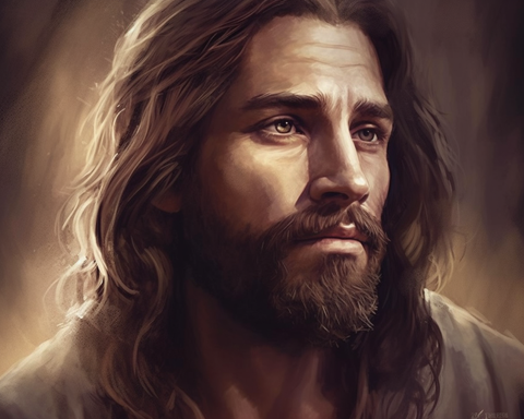 Image of Diamond painting of a serene portrait of Jesus Christ