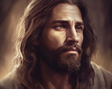 Diamond painting of a serene portrait of Jesus Christ