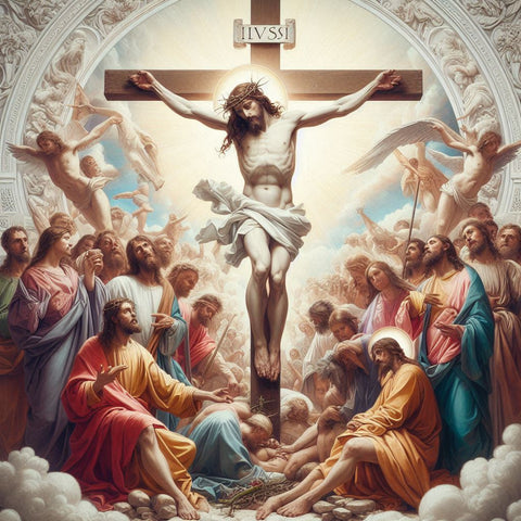 Image of Diamond painting depicting Jesus Christ on the Cross. 