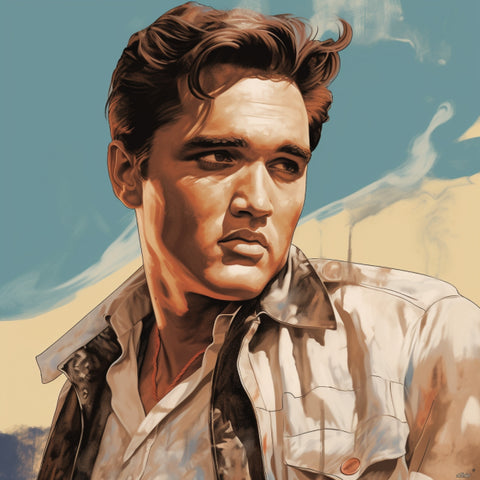 Image of Diamond painting portrait of Elvis Presley, capturing his signature style.
