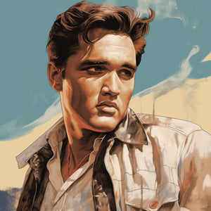 Diamond painting portrait of Elvis Presley, capturing his signature style.