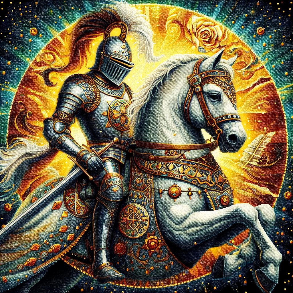 Sparkling diamond art featuring a majestic knight clad in gleaming armor, a symbol of chivalry.