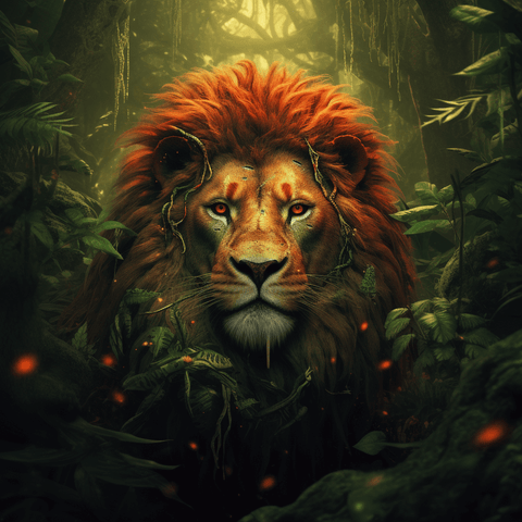 Image of Diamond Painting of Lion in Jungle